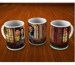 Customized Couple Caricature inside Palace Garden on Mugs