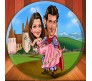 Personalized Couple Caricature at the Castle on Round Glass Frames