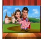 Personalized Couple Caricature at the Castle on Rectangle Glass Frames