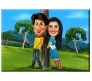 Customized Couple Caricature in Romantic Forest on Rectangle Glass Frames