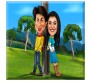 Customized Couple Caricature in Romantic Forest on Square Glass Frames