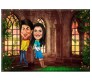Customized Couple Caricature inside Palace Garden on Rectangle Glass Frames
