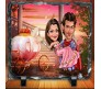 Personalized Couple Caricature in the Fantasy Ride on Square Shape Rocks