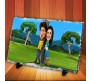 Customized Couple Caricature in Romantic Forest on Rectangle Shape Rocks