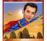 Personalized Superhero Flying Caricature on Square Shape Glass