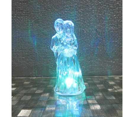 Couple Holding Roses LED Crystal Figure