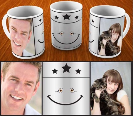 Collage Mug Design With Black Background And 2 Photo Option