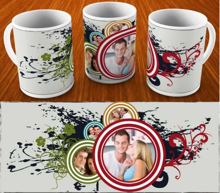 Collage Mug Color Blast Design With 4 Photo Option