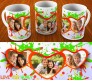 Love Mug Color Blast Design With 3 Photo Option