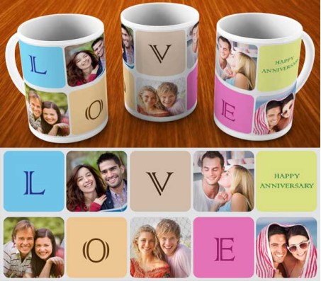 Love Mug Design With 5 Photo Option