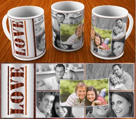 Metallic Love Mug Design With 5 Photo Option