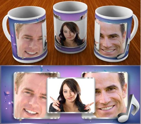 Collage Mug Design With Colorful Background and 3 Photo Option