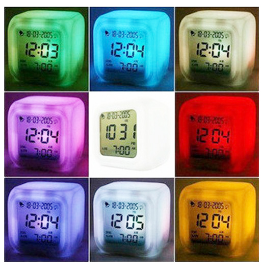 7 LED Color Change Digital Alarm Clock With Temperature Display