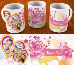 Elegant Love Mug With 2 Photo Option In Heart