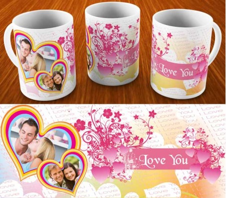 Elegant Love Mug With 2 Photo Option In Heart