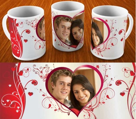 Love Mug With Red Heart And Metallic Look