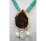 Beautiful Semi Precious Stone Beads With Agate Rough Cut Natural Stone And Pearl Drops