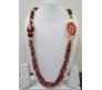 Ethnic Beads With Work On Side Agate Stone And Triple Line Polished Brown Beads