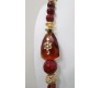 Ethnic Beads With Work On Side Agate Stone And Triple Line Polished Brown Beads