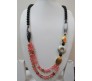 Elegant Double Line Pink Shade Beads With Agate Stone And Black Onyx Beads On The Back