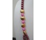 Classy Double Line Dark Pink Shade Beads With Artistic Work Done On The Agate Stone On The Side