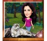 Personalized Caricature In Forest With White Tiger On Square Shape Glass
