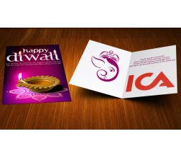 Pink Diya & Diwali Card