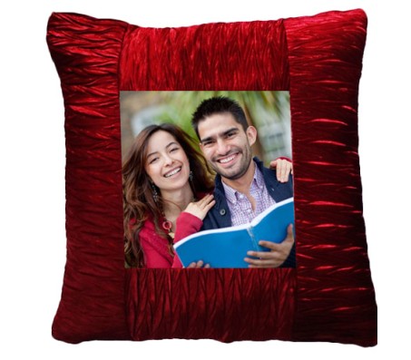 Personalized Square Shape Maroon Color Pillow [15 X 15 inches]