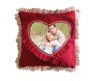 Personalized Wedding Pillow in Square shape with Heart and Fur Border