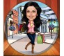 Customized Caricature In Shopping Market On Round Glass Frame