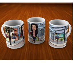 Customized Caricature In Shopping Market On Mugs
