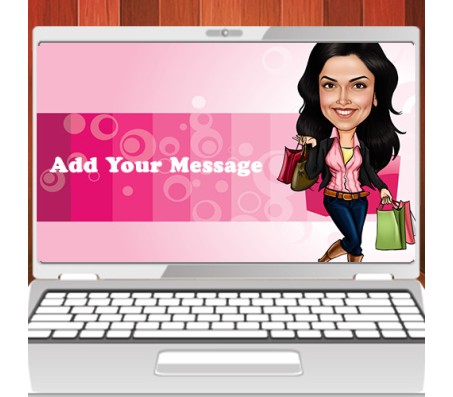 Customized Caricature In Shopping Market On Digital Copy With Message