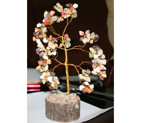 Feng Shui Natural Gem (Stone) Tree Multi Colour Stones For Good Luck