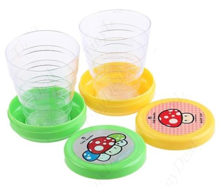 Set Of 2 Folding Magic Cup Glass / Collapsible Mug For Travel