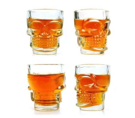 Set of 4 Crystal Skull Shot Glass For Vodka Whiskey - Home / Bar