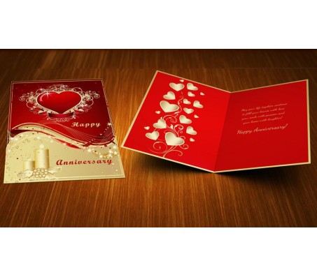 Red & Gold Happy Anniversary Card
