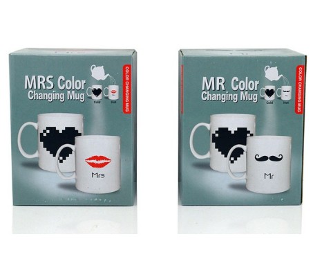 Mr & Mrs Magic Mug With Heart Design - Couple Mug