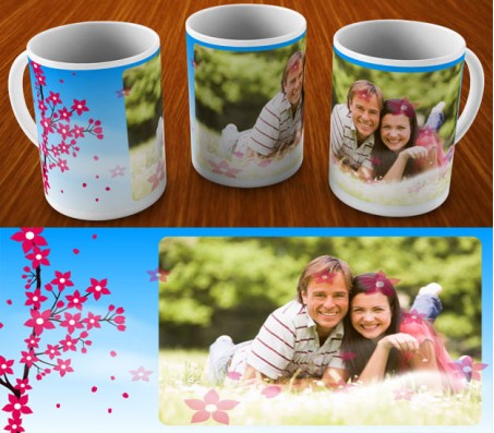 Personalize Valentine Mug With Flower Background