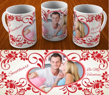 Personalize Valentine Mug With Two Heart