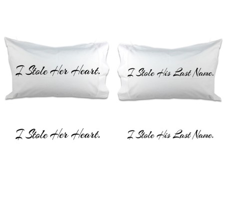 Couple Pillow I Stole Her Heart I Stole His Last Name [18 x 13 Inches - 2 Pillow]
