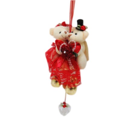 Couple Teddy In Wind Chime - Red