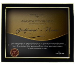 Personalized Certificate For Worlds Best Girlfriend With Frame