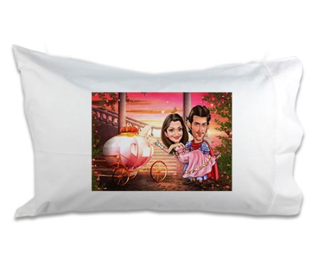 Personalized Couple Caricature in the Fantasy Ride on Pillow [18-x-13-inches]