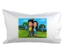 Customized Couple Caricature in Romantic Forest on Pillow [18-x-13-inches]