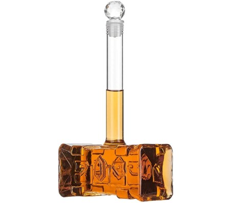 Thor Hammer Style Whiskey Decanter Creative Shaped Crystal Glass Wine Dispenser Bottle for Liquor Bourbon or Wine (400ml)